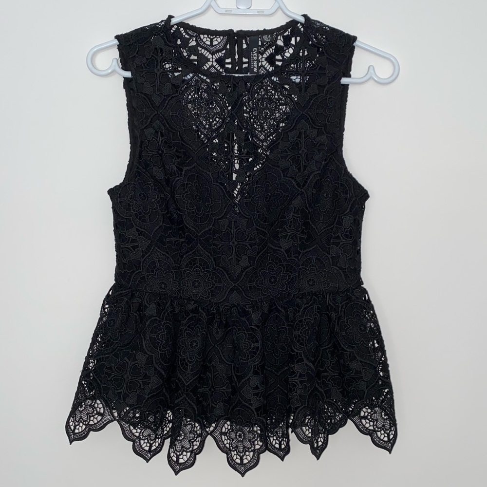Ever New black embroidered peplum top - Picture 1 of 12